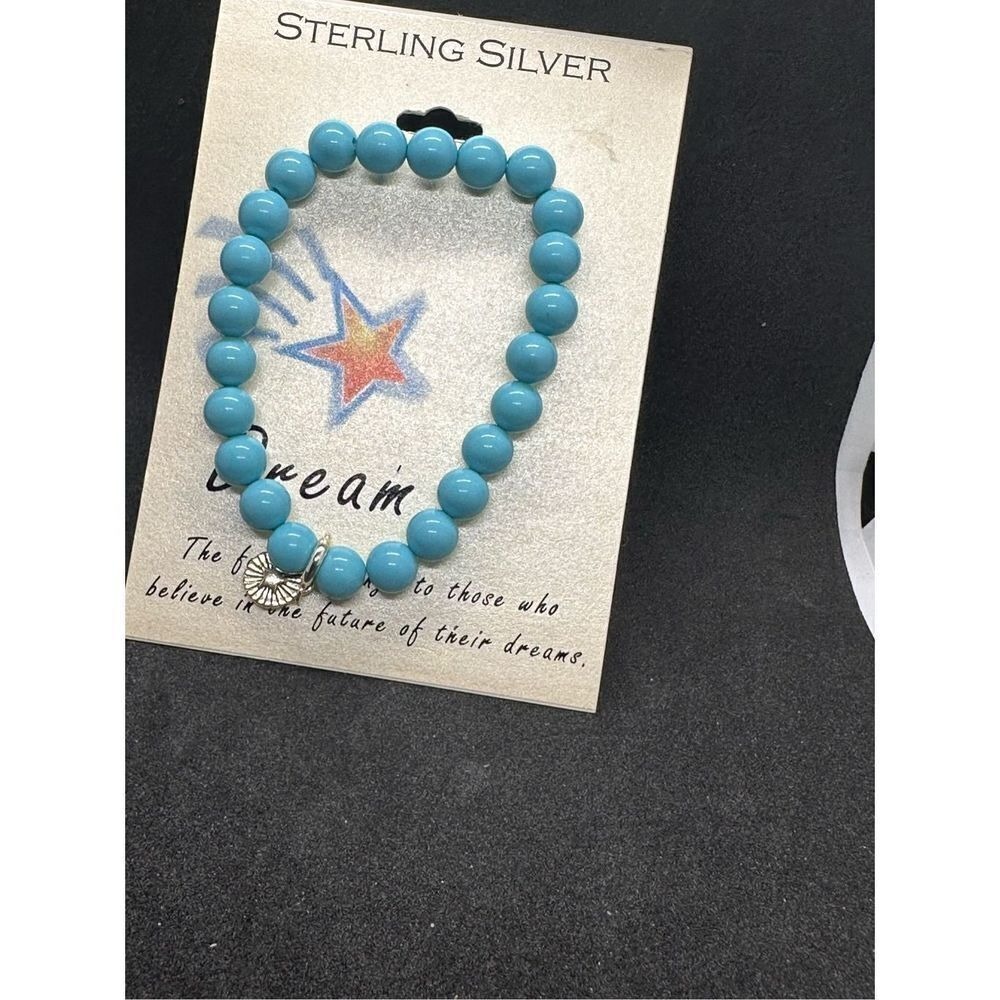 NEW WITH TAGS (DREAM)Turquoise paste bracelet spheres, turquoise paste and sterl